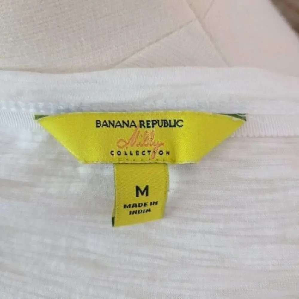 Banana Republic Milly Beaded Pink White Tee Size Medium - Picture 4 of 6